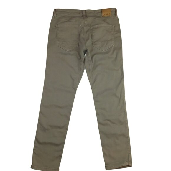 Du/er Mens Slim Fit Performance Denim Pants 34x30 Beige Cotton Blend Stretch - Picture 5 of 16